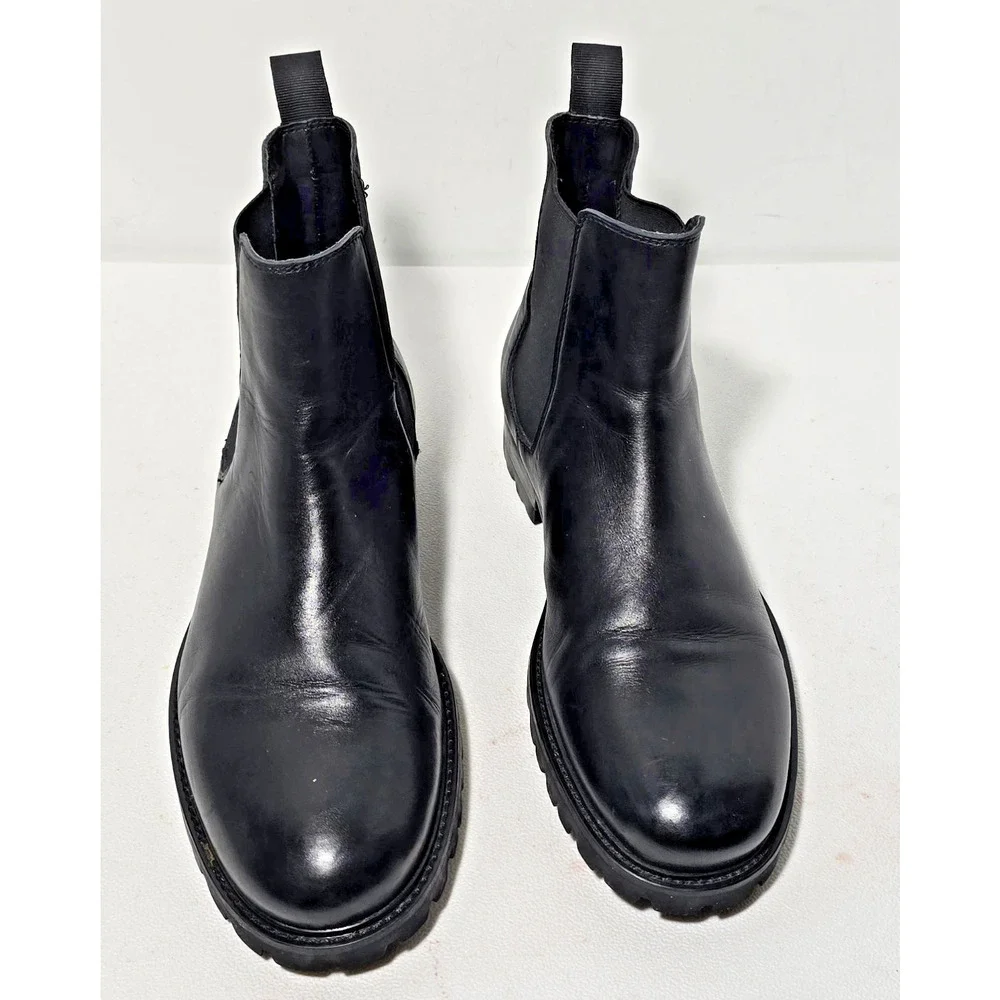 Saks Fifth Avenue BARI Black Leather Round Toe Boots Men’s Size 8 M